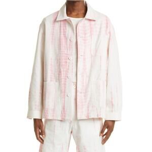 SMR DAYS Men's Wittering Tie-Dyed Organic Cotton Chore Jacket Medium Pink/White